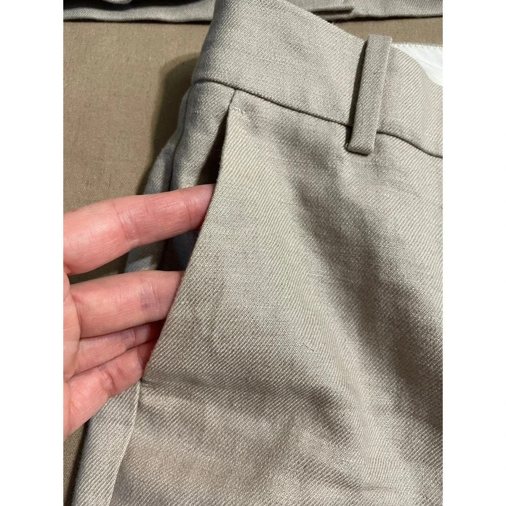 J Crew Linen Suit Set Women's Size 8P Cream Blazer and Size 6P Pants